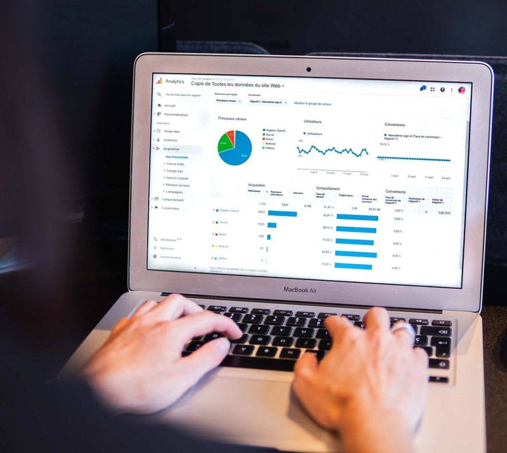 Analytics dashboard in a macbook air