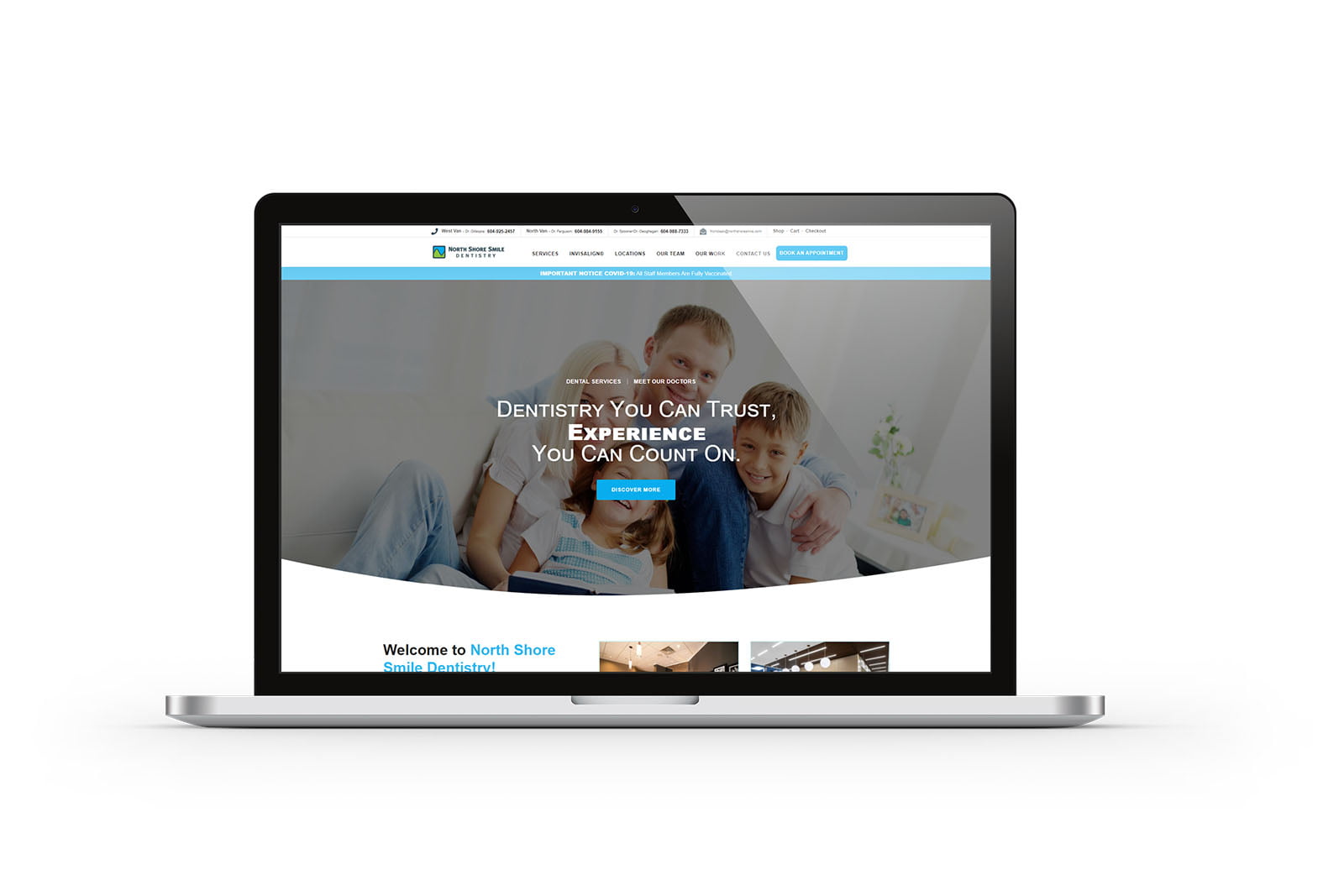 North shore smile dental website portfolio desktop
