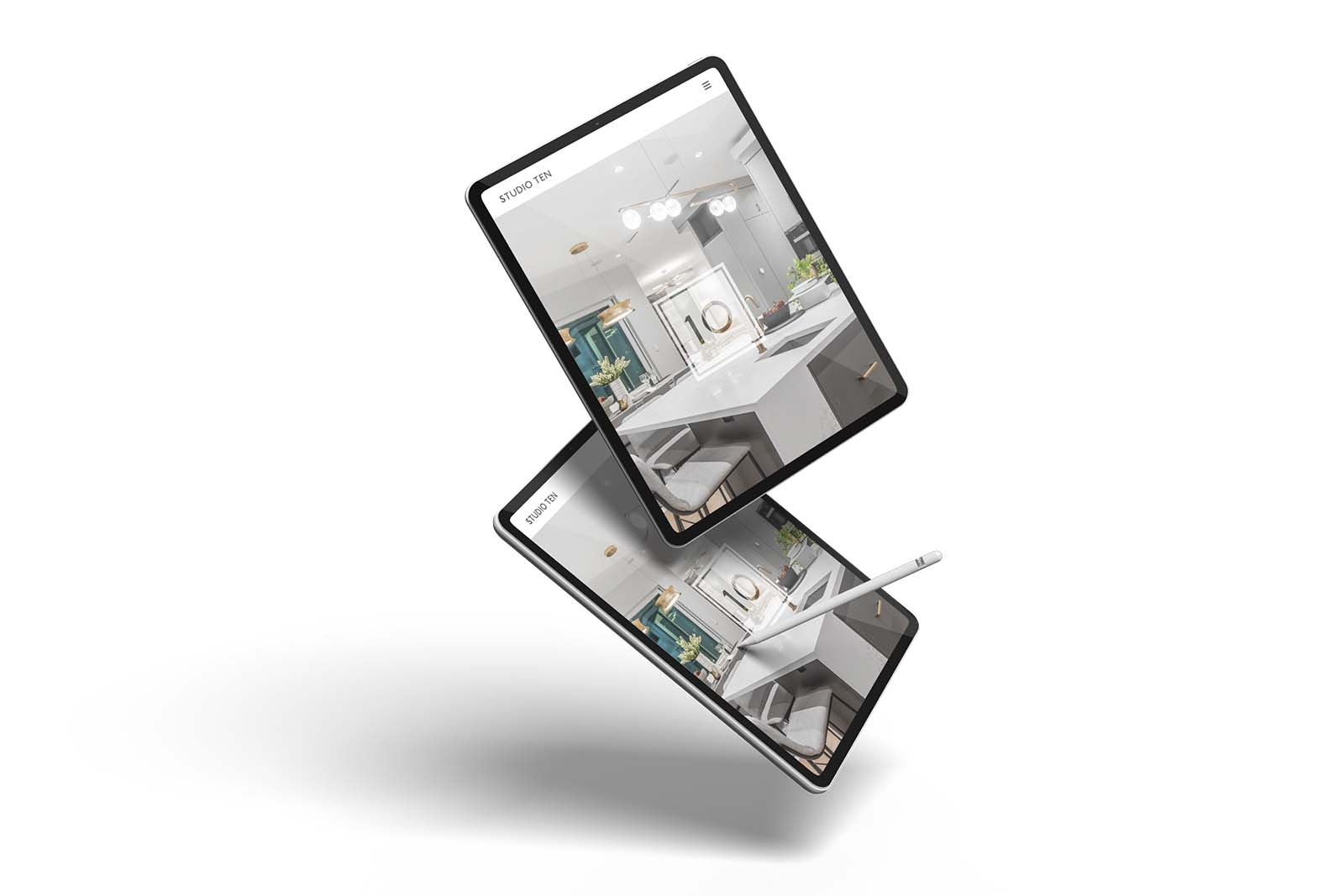 Studio 10 interior design website portfolio tablet