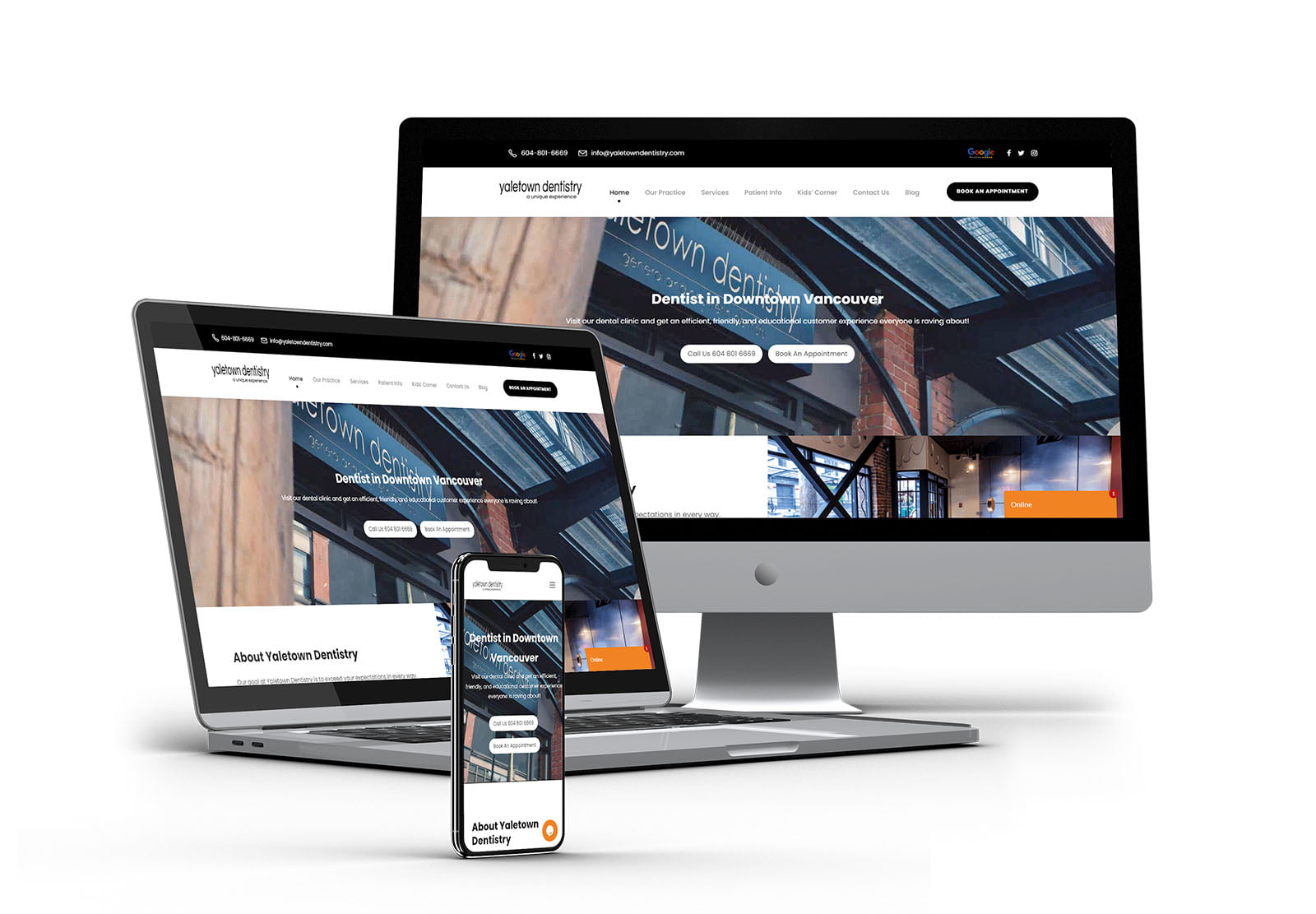 Yaletown dentistry dental website design portfolio devices