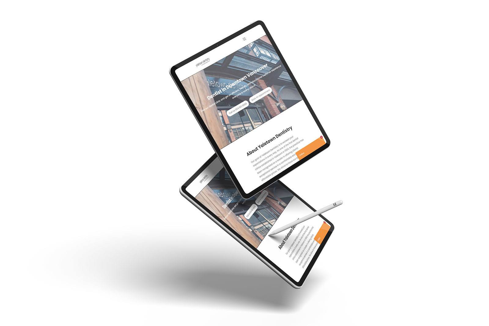 Yaletown dentistry dental website design portfolio tablets